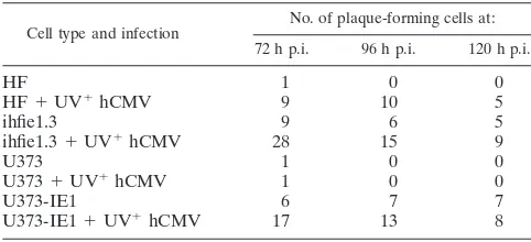 TABLE 3. Comparison of telomerase-immortalized human ﬁbroblastsand a pp71-expressing variant in mCMV plaque formationa
