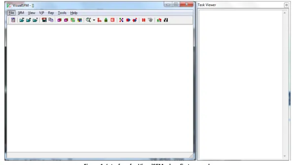 Figure 1. Interface for VisualSFM when first opened. 