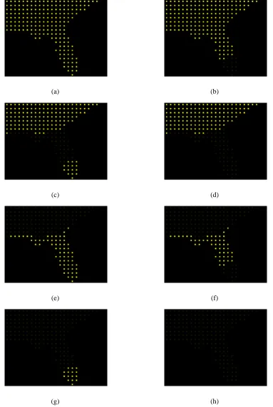 Figure 6.1: An example of a weather visualization with temperature mapped to ﬂicker. Shown are a sequence offrames (a-h) depicting the average temperatures for the month of January in Florida and surrounding states.