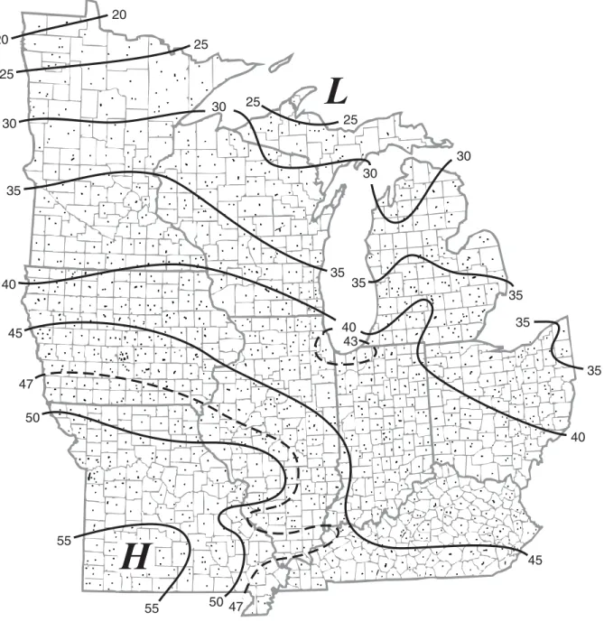 Figure 2-1. Annual average number of days with thunderstorms, 1901-1998 (Changnon, 2001c).