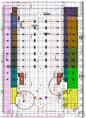 Figure 1: Location of Generators & Study points of a construction site. 