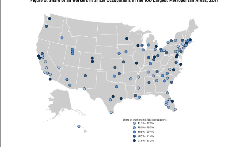 Figure 5. Share of all Workers in STEM Occupations in the 100 Largest Metropolitan Areas, 2011