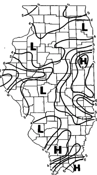 Figure 9. Patterns of total snowfall and freezing rain in winter of 1978-1979 