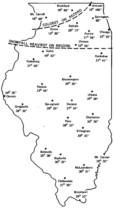 Figure 1. Temperature and snowfall values for the winter  (December-March) of 1978-1979 