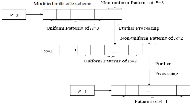 Figure 3: An example of the proposed hierarchical multiscale  LBP scheme  