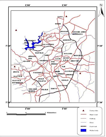 Fig. 3    Location Map of Ibadan and the landfill sites [22] 
