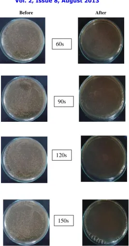 Fig. 3: Plates of Streptococcus pyogenes before and after irradiation  