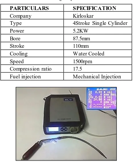 Table 2. Engine specifications 