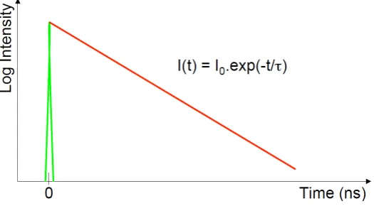Figure 1. In the time domain, fluorescence intensity decay is measured directly as a function of time