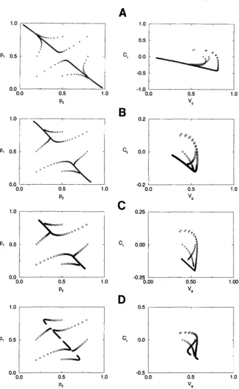 FIGURE 7 morphic  equilibrium. ap to morphic  equilibrium. 0.025, evolves  to  the  “symmetric”  doubly polymorphic rium