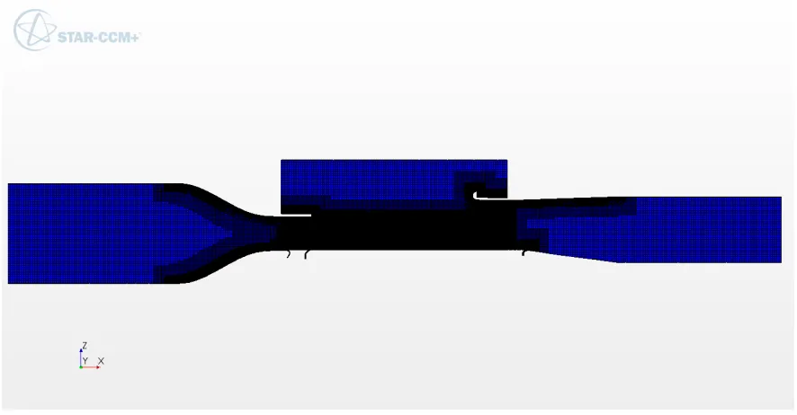 Figure 13. Details of the volume mesh in the test section. 