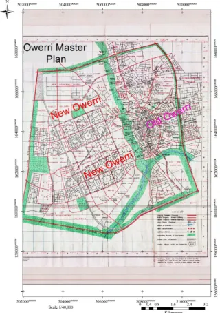Figure 1. Owerri Master Plan showing the Old and New Owerri Twin City. 