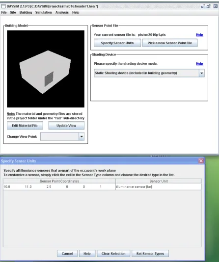 Figure 4.2.2. Classroom rm2016 in the Daysim GUI, used to show equivalence of outputs for validation of the HEED_DDS implementation of the Daysim subprograms
