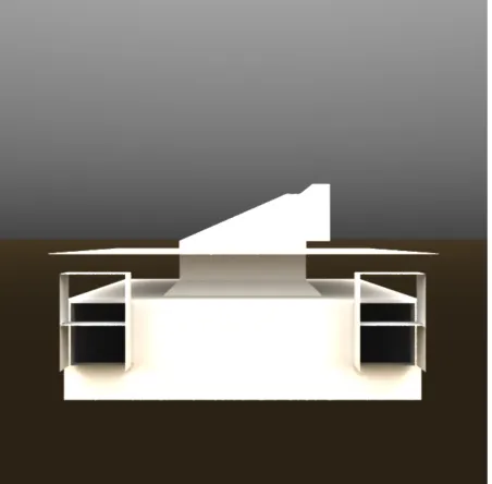Figure 5.1.7. Radiance visualization of HEED_DDS classroom model, showing the south elevation of Scheme 8- East Monitor