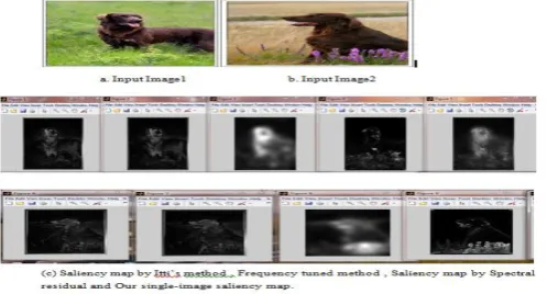 Fig. 2 (a)- (b) . Fig. 2(c) show the saliency maps extracted by the methods Itti’s method [1] [2] , Spectral residual method [3] respectively