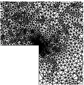 Fig. 6. A zoom, near the singularity, of the vertical velocity in the initial and theadapted meshes.