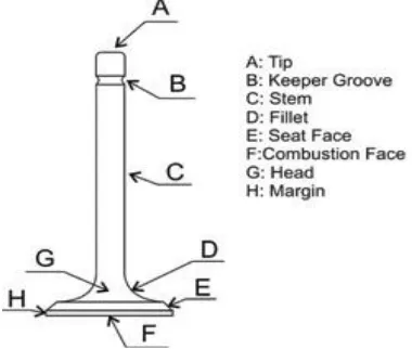 Fig. 1 The basic nomenclature of engine valve. Source: H.J.C. Voorwalda et al. (2011) [2] 