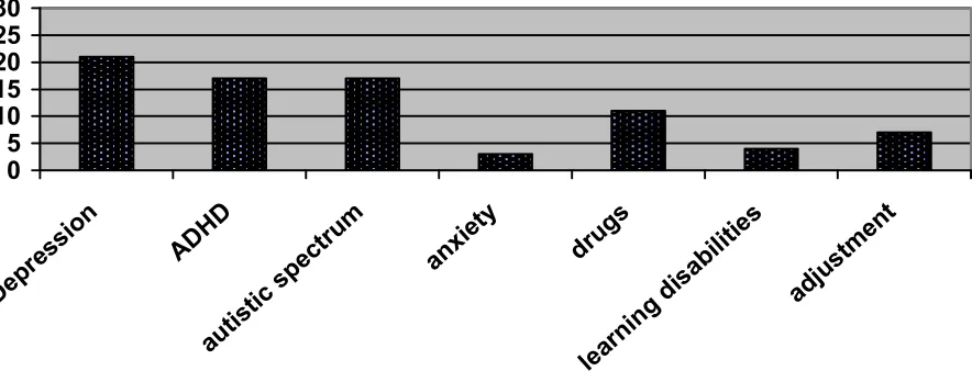 Figure 1:  Teachers’ responses (%) to ‘problem causing greatest concern’ by diagnostic categories