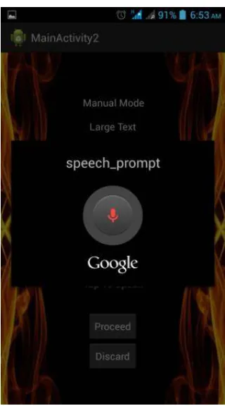 Fig 3: Custom Android Application for relay controlling with Google’s Voice Search  