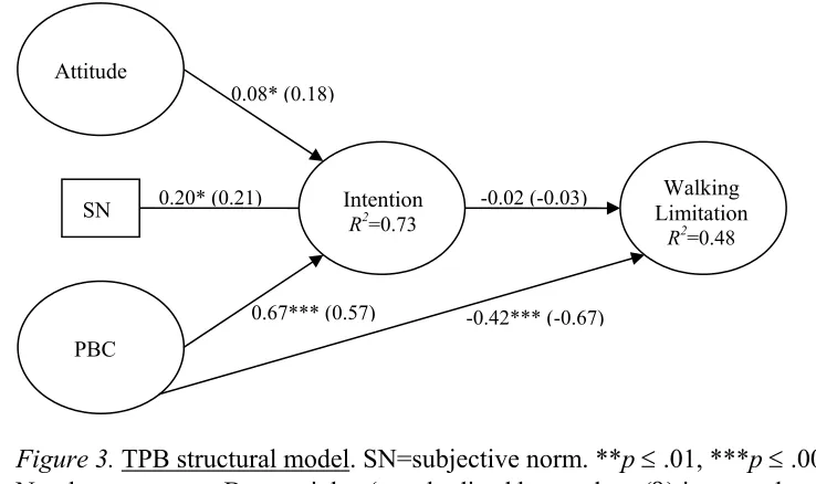 Figure 3. .08); Yuan-Bentler residual based F-test = Indices:  TPB structural model. SN=subjective norm