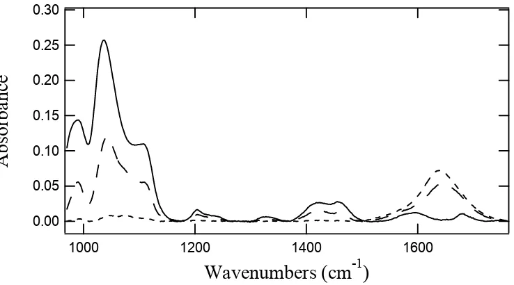 Figure 3.  Solution single-pass ATR FTIR spectra of single stranded DNA recorded as a 