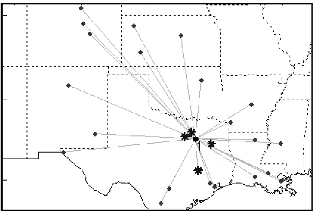 Figure 2: Example of a re-location set for the W1 and W2 Heuristics 