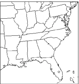 Figure 3.1. The domain used in this research: 12-km horizontal grid spacing over the eastern U.S
