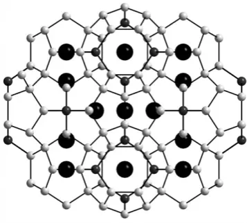 Fig. 5The type I clathrate structure exhibited by Babarium and smaller spheres represent sites occupied by a mixture of silicon and aluminium