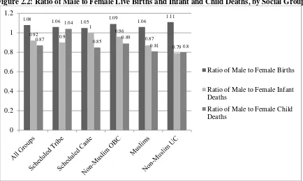 Figure 2.2: Ratio of Male to Female Live Births and Infant and Child Deaths, by Social Group 