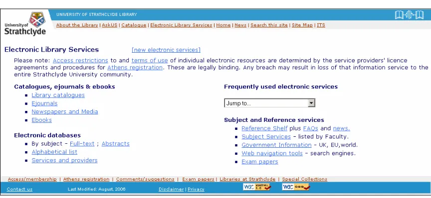 Fig. 1. Electronic Library Services <  http: / / www.lib.strath.ac.uk/ els.htm >   