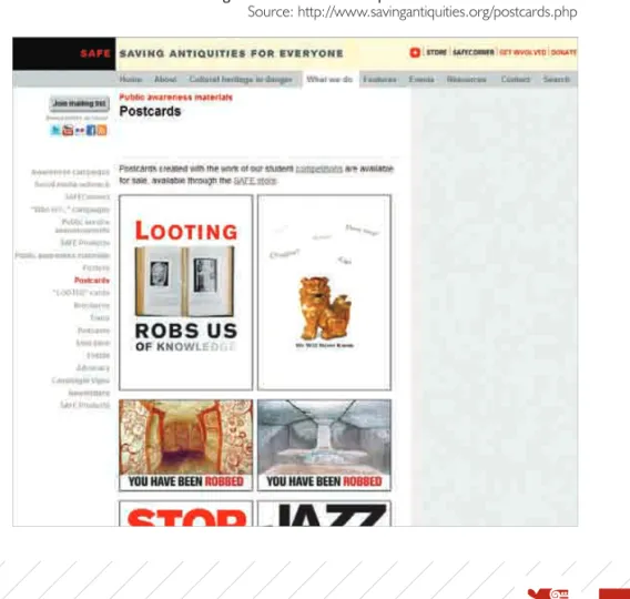 Fig. 7 Awareness material presented on the SAFE website Source: http://www.savingantiquities.org/postcards.php 