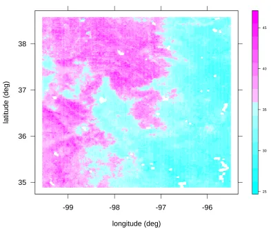 Figure 1: AVHRR data (1km×1km resolution), 140,000 pixels. The data represent satellite brightness temperature