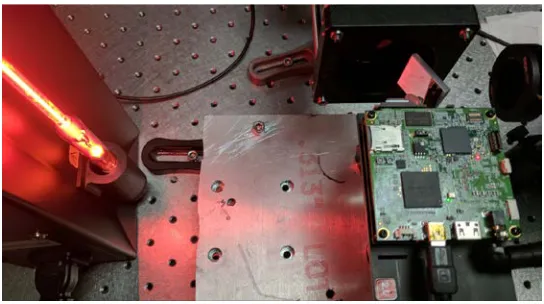 Fig. 12. Image of the illumination setup for collimation and alignment of the SLM carrier frequency to the Haidinger fringes within the etalon