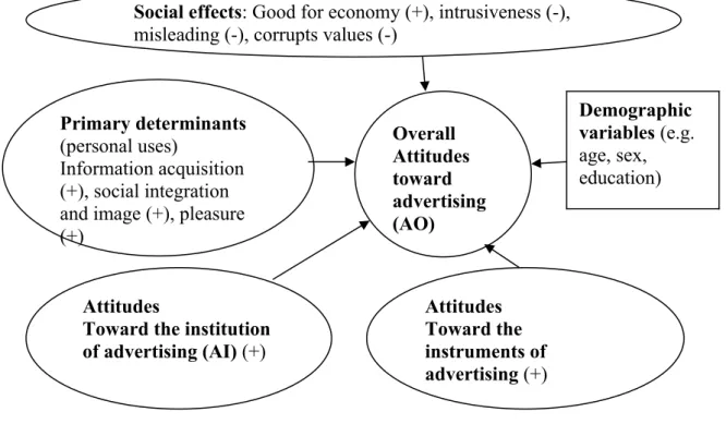 Figure 1. Theoretical model of the beliefs and attitudes toward advertising