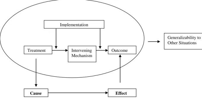 Figure 1.  Chen’s model for Theory Driven Evaluation (Chen, 1990, p. 50) 