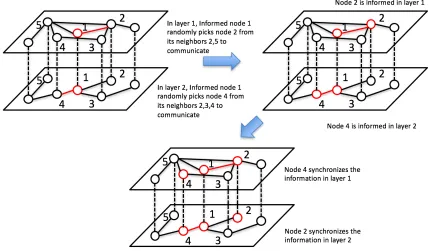 Figure 2.1: Gossip Algorithm in a Two-layer Multiplex Network
