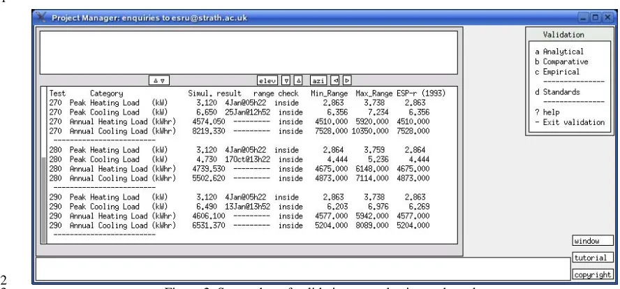 Figure 2: Screenshot of validation test selection and results 
