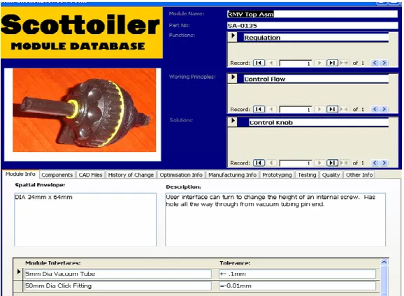 Figure 4 – Screenshot of the module database 