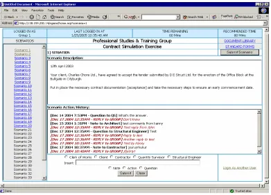 Figure 1:  A screenshot of the Contract Management Simulation game 