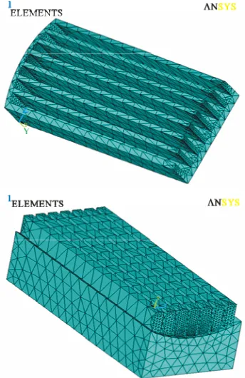 Figure 10. Modeling of mesh layout for base heat-sink (top) with ambient space (bottom)