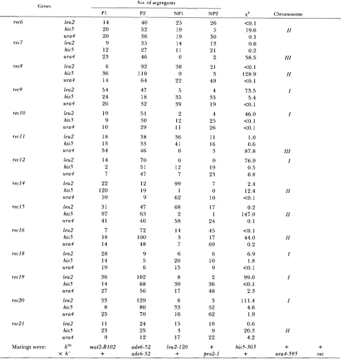 TABLE 6 Assignment of rec genes  to  chromosomes by mitotic  segregation 