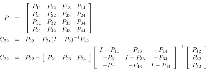Figure 2.1:An example of the computation for a stochastic complement (Wessell [86], pg