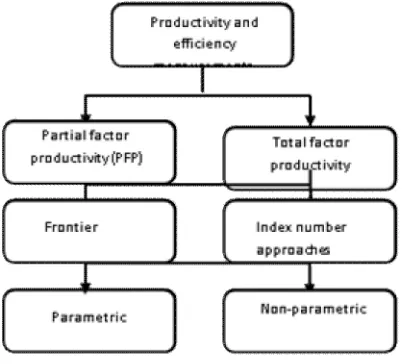 Figure 2: Approaches to the measurement of  productivity and efficiency Source: Developed by researcher  
