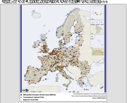 Figure 1: Map on ‘Typology of Functional Urban Areas’, ESPON Project 1.1.1 