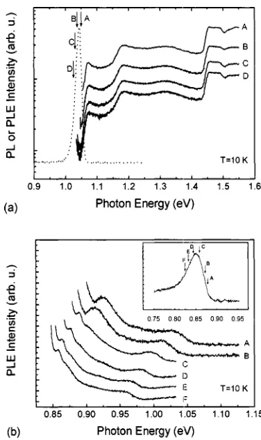 FIG. 1. Typical spectra of PL and PLE of the 1.5 µm GaInNAs/GaAs quan-tum well at 10 K