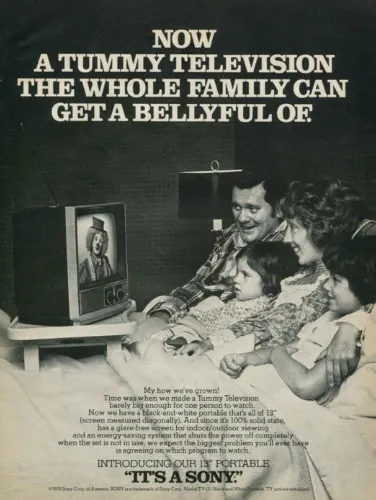 Figure 3.2:  Sony Model TV-131 Portable TV Tummy Television (1977). Vintage Ad Browser