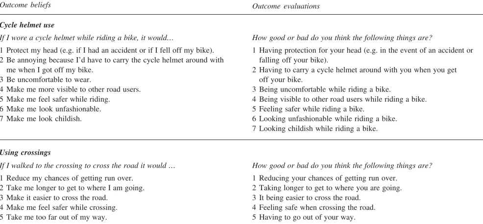 Table 1 Outcome belief and outcome evaluation items used in the questionnaires