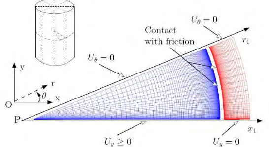 Fig.3: Mesh and boundary conditions in ALCYONE 2D simulations. 