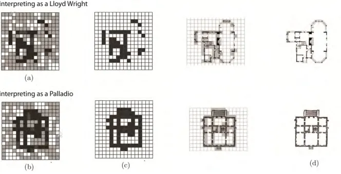 Figure 5 The two constructed representations are compared to the original representations that were part of the training set from: (a) a Frank Lloyd Wright; and (b) an Andrea Palladio