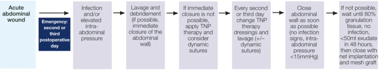Figure 1 outlines a protocol used by our centre for using TNP therapy to manage the open abdomen
